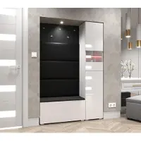 Furnitech GF84 Flur Dielenmöbel Garderobenschrank Dielenschrank Schuhschrank Flurmöbel Set Hochglanz (LED weiß, GF84-21W-HG2)