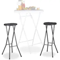 Relaxdays Verstellbarer Barkruk BASTIAN, 2 Stück - Wetterbeständig - 80 cm hoch - Barhocker - Kunststoff - Rund - Schwarz