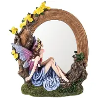 Dripio Tafelspiegel mit rosa Fee, Harz, handbemalt, 21x6x25 cm