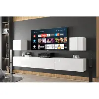 Furnitech Wohnwand Wohnzimmer - Hängend Wohnwand Modern - Regale und TV Schrank - Wohnzimmer Möbel ohne LED (Lace AN22-18W-HG2 1B)