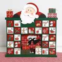 Generisch Kunststoff-Adventskalender mit Schubladen – 24 Tage bis Weihnachten – Weihnachtsdeko mit Weihnachtsmann-Motiv und Kamin-Design