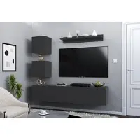 Furnitech Wohnwand M30 Pura 182 cm, Graphitgrau, TV Schrank mit Push-to-Open M30-25A-M8
