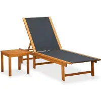 Selius Holz-Gartenstuhl - Liegestuhl - Verstellbarer Rücken - Gartenstuhl mit Tisch - Akazienholz