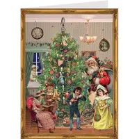 Generisch Adventskalender-Postkarte: Unter dem Weihnachtsbaum – Papier-Adventskalender