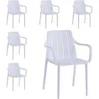 VORTIVO Gartenstuhl 6er Set Weiß – stapelbar, wetterfest, UV-beständig & bis 200 kg. Für Balkon, Terrasse, Garten & Esszimmer.