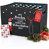 Generisch Bier-Adventskalender für Männer, aus Filz, für Bierkästen – Inklusive 24 Aufklebern – Für mehr Vorfreude auf Weihnachten, mit jedem Bier