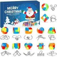 Generisch Adventskalender 2025 mit Puzzlespielen – Adventskalender für Kinder – Weihnachtskalender mit 24 Kunststoff- und Metallpuzzles – Metallfäden – Puzzle