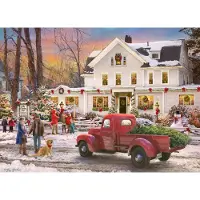 Generisch Das Gasthaus zu Weihnachten – Puzzle-Adventskalender, 1000 Teile – Set mit 1000 Teilen – 24 Puzzleteile zum Vervollständigen