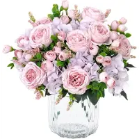 Generisch Kunstblumen, Pfingstrosen - 4 Bund - Seiden-Pfingstrosen - Künstliche Blumen, Blumenstrauß - Hochzeit