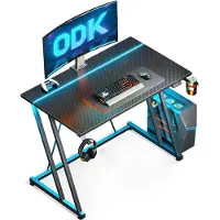 OEM Gaming-Schreibtisch mit LED, 80x50 cm, Schwarz Carbon