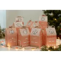 Generisch Adventskalender zum Befüllen – Große Geschenkboxen mit Aufklebern – 24 Stück – Lebkuchenhaus – Weihnachtskalender
