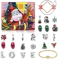 Generisch Adventskalender – Armband mit Anhängern – Countdown-Timer – Weihnachtsgeschenk – Set mit Weihnachtsmann und Rentieren für Kinder und Erwachsene