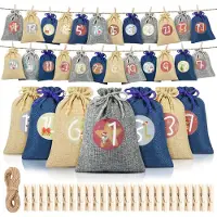 Generisch Adventskalender zum Befüllen - Groß - 24 Adventskalender-Säckchen mit Zahlen - Adventssäckchen - Weihnachtskalender zum Selbstbefüllen