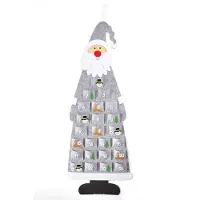 OCreon Filz-Adventskalender Weihnachtsmann - Adventskalender zum Befüllen und Aufhängen - Weihnachtsmann, grau-weiß