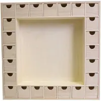 Artémio Rechteckiger Adventskalender aus Holz - Holz - Beige - 39 x 39 cm - 5 Felder (6 cm) - 5 cm
