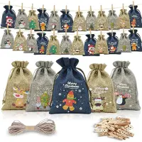 Generisch Adventskalender zum Befüllen - Adventskalender 2023 für Kinder - 24 bedruckte Weihnachtskalender zum Befüllen - 16 x 12 cm