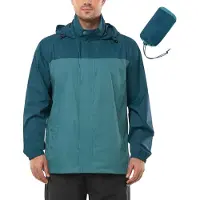 Generisch Regenjacke für Herren, wasserdicht, ultraleicht, dünn, faltbar, atmungsaktiv, ideal für Fahrradfahren und Sport, in den Farben cadetblau/nachtblau, Größe XXL