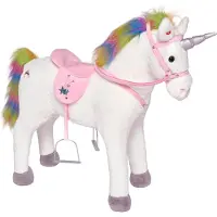 Pink Papaya Großes Plüsch Stehpferd XXL für Kinder, 75 cm hoch, in Regenbogenfarben