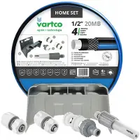 AGAPLAST Vartco Garten-Set 1/2'' 20m Schlauch stop and go Schnellkupplung Wasserhahnanschluss, Sprinkler Wandhalter Home Set