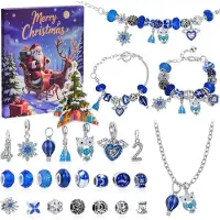 OCreon Adventskalender für Schmuck 2025 – Weihnachtskalender – Armband – 24-tägiger Adventskalender – Geschenk – DIY-Weihnachtsgeschenke – Set für Armbänder mit Anhängern