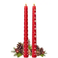 Generisch 2 Weihnachtskerzen, 24 Adventskerzen, Geschenkartikel: Handgefertigte Adventskerzen in Rot
