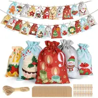 Generisch Adventskalender zum Befüllen für 2025 Kinder – 24 Weihnachtskalender-Beutel – Großer Adventskalender zum Selbstbefüllen – 2 Größen