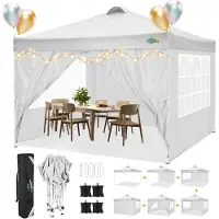 COBIZI Faltpavillon 3x3m Wasserdicht UV-Schutz 50+ mit 4 Seitenteilen Weiß