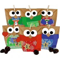 Papierdrachen Adventskalender zum Befüllen - Weihnachtseulen - Eulen-Weihnacht 2021 - Set aus Strickpullovern - Zum Selbermachen - Für Kinder und Erwachsene