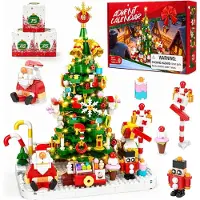 SURIGHT Adventskalender 2024 – Weihnachtsbaum-Baukasten – Mit LED-Lichterkette – Adventskalender zur Vorfreude auf Weihnachten – Lernspielzeug