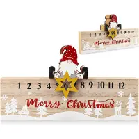 Generisch Dekorativer Adventskalender für Kinder und Erwachsene – Holz-Adventskalender, Weihnachtsdekoration – Mann mit sternförmigem Bart