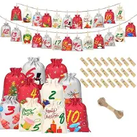 Generisch Adventskalender zum Selbstbefüllen - 24 Adventskalender-Tüten - Adventskalender-Säckchen - Weihnachtskalender 2025 aus Jute