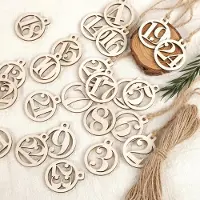 Generisch MOM Adventskalender, Holz-Zahlen 1-24 – Runde Holz-Zahlenanhänger mit Juteband – Zum Basteln und Beschriften von Adventskalender-Säckchen