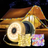 SURIGHT Camping-Lichterkette, 10 Meter lang – Solarbetrieb – Wasserdicht – 5 Lampen – Warmweiß – Weihnachtsdeko