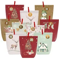 Generisch Adventskalender zum Befüllen – 24 Weihnachtskalender zum Selberbasteln – Papier-Adventsbeutel mit Zahlenaufklebern zum Dekorieren