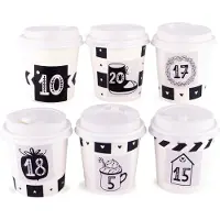 Generisch Adventskalender zum Befüllen, schwarz-weiß, 24 Geschenkboxen, Tassen, Weihnachten
