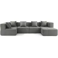 MILY SOFA MILYSOFA SOFABULOUS 5-Sitzer modulares Ecksofa mit Chaiselongue, feiner Schlingenstoff, Wolkengrau