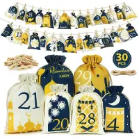 OCreon Ramadan-Kalender 2026 – 30 Ramadan-Kalender, die befüllt werden können – Stoff – 2 Größen. Ramadan-Adventskalender-Beutel für Kinder