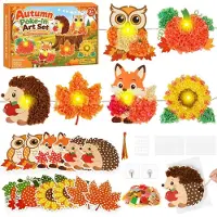 Generisch Herbst Bastelset für Kinder mit 1,5 Meter LED-Lichterkette und Herbstmotiven