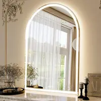 Koonmi LED Badspiegel 100 x 75 cm, dimmbar, Antibeschlag, 3 Lichtfarben, Memory Funktion