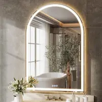 Koonmi LED Badspiegel 120 x 75 cm, dimmbar, Antibeschlag, 3 Lichtfarben, Memory Funktion