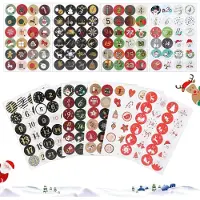 Generisch Adventskalender-Aufkleber: 10 Aufkleber, davon 24 weihnachtliche Zahlen. Runde Aufkleber mit Nummern für Adventskalender, zum Countdown und als Weihnachtsgeschenke (B)