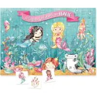 Papierdrachen Adventskalender 2025 – Meerjungfrau – Temporäre Tattoos für Kinder – Aufkleber – Kindgerechte Motive