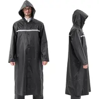 Merkloos Wasserdichte Regenjacke, uni, in Schwarz, mit Kapuze, winddicht und geeignet für Outdoor-Aktivitäten