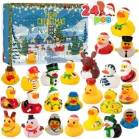 OCreon Adventskalender 2025 – 24 Tage bis Weihnachten mit 24 Gummientchen – Spielzeug – Weihnachtsdekoration