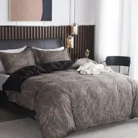 Jemiipee Bettwäsche-Set Mikrofaser Braun 220x240 cm mit 2 Kissenbezügen 65x65 cm