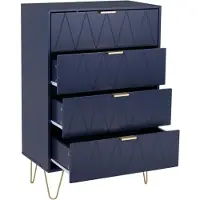 UEV Kommode mit 4 Schubladen 60 x 34 x 91 cm Blau