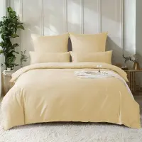 SOULFUL Bettwäsche-Set Satin Baumwolle 200x200cm Dunkelbeige 3-teilig Kühlend