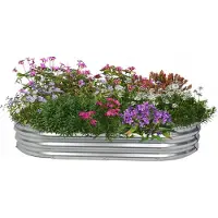 MIKONI HOCHBEET 120x60x30cm Oval Verzinkt Pflanzenbeet Gartenbeet Pflanzkübel Blumenkasten Gemüsebeet Frühbeet Kräuterbeet Beeteinfassung Umrandung 8342