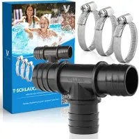 Kaiserwerk GmbH Villkin T-Schlauchverbinder Set 32mm – Inkl. 3x Schlauchschellen | 32 mm T-Stück Adapter für Pool, Teich & Pumpen
