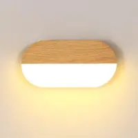 Osairous Holz Wandleuchte LED, 7W Moderne LED Wandlampe Innen Ovaler Design
